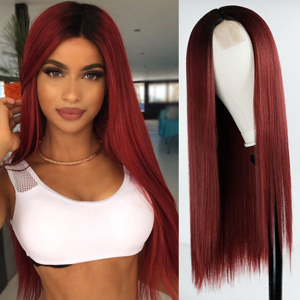 Long Straight Lace Front Wig - Heat Resistant Fiber