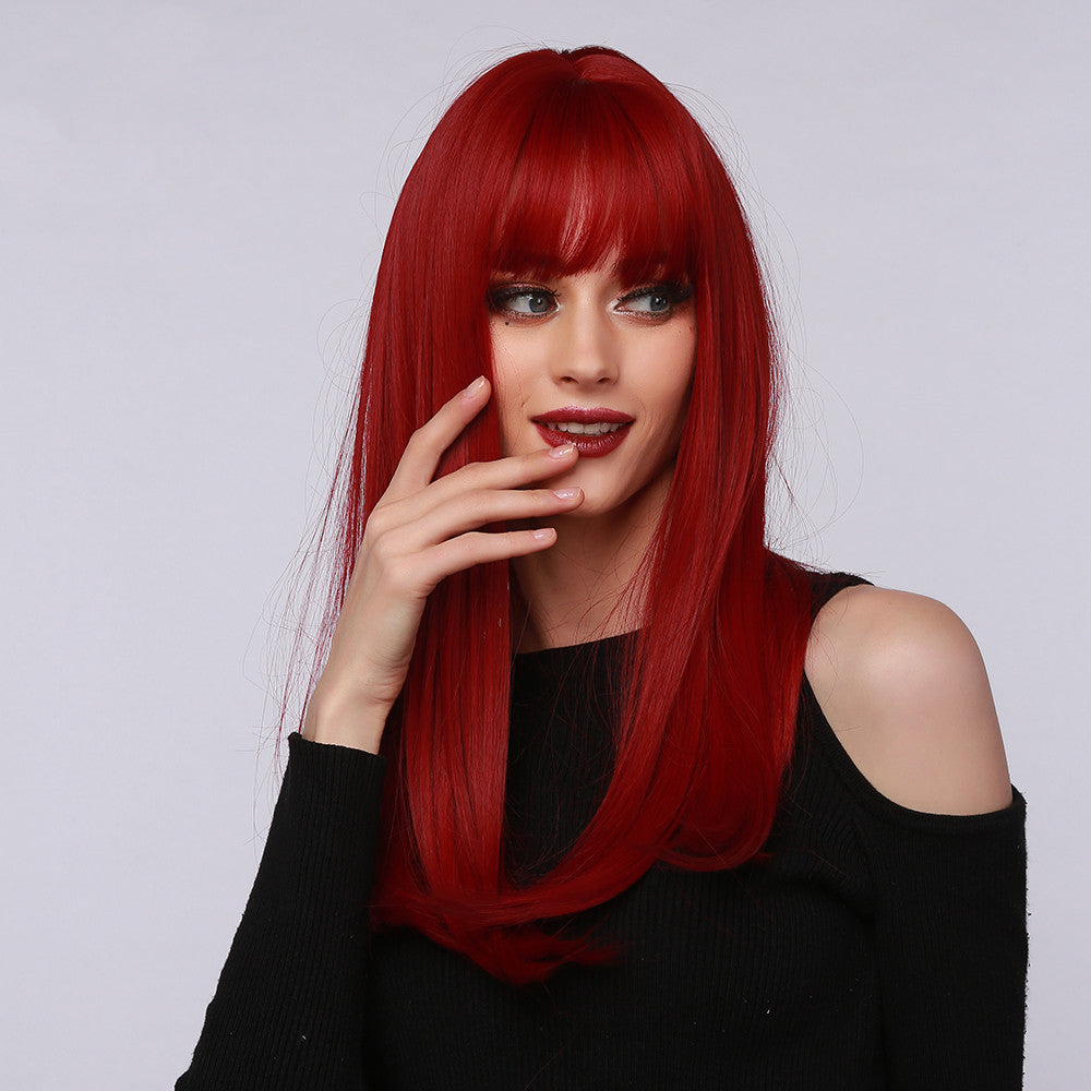 Synthetic Hair Wig With Bangs - Mid-Length Straight