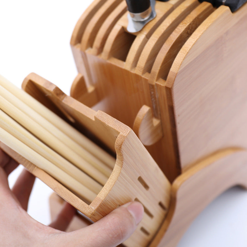 Wooden Knife Holder with Bamboo Blessing - Modern Kitchen Organizer