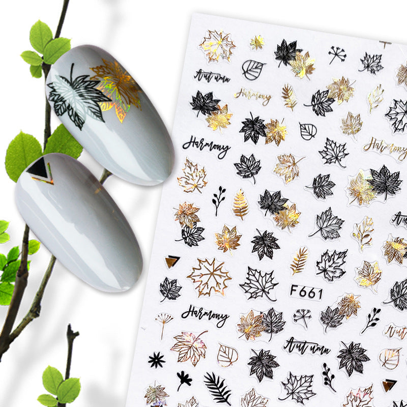 Summer Fruit Black and White Gold Silver Nail Stickers - Nail Art Decals