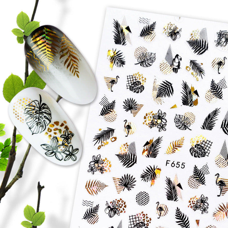 Summer Fruit Black and White Gold Silver Nail Stickers - Nail Art Decals