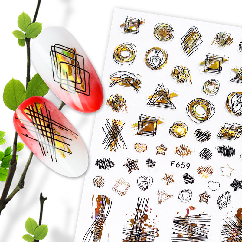 Summer Fruit Black and White Gold Silver Nail Stickers - Nail Art Decals