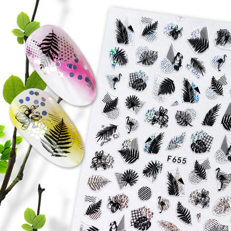 Summer Fruit Black and White Gold Silver Nail Stickers - Nail Art Decals