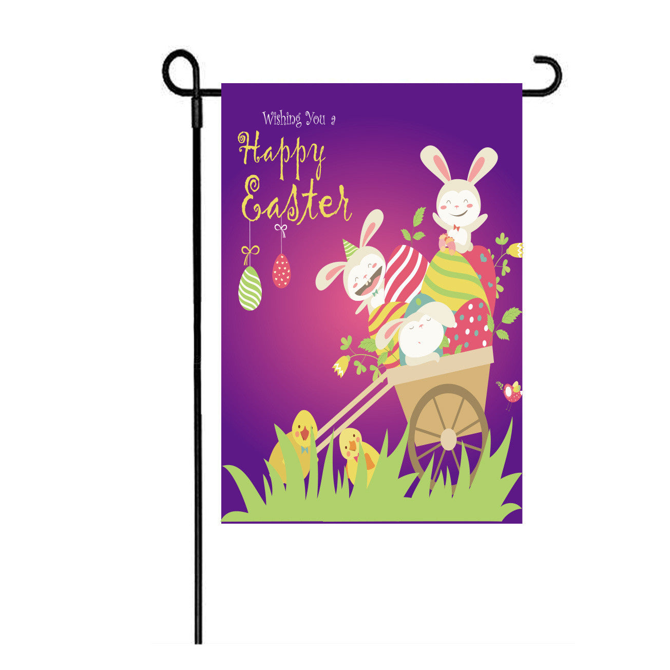 Burlap Easter Bunny Garden Flag - Festive Seasonal Outdoor Decor, 47x32