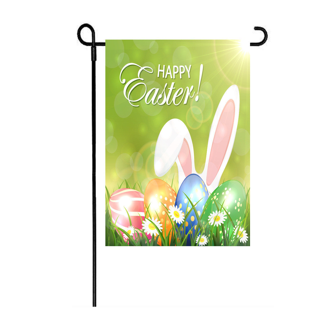 Burlap Easter Bunny Garden Flag - Festive Seasonal Outdoor Decor, 47x32