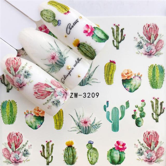 Water Transfer Nail Stickers - Assorted Floral Fruit & Flamingo Designs for Nail Art