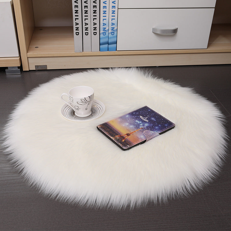 Round Plush Carpet Floor Mat for Living Room Bedroom - Soft Wool Area Rug