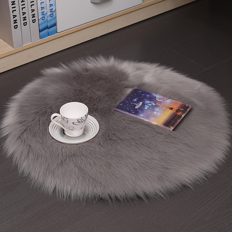 Round Plush Carpet Floor Mat for Living Room Bedroom - Soft Wool Area Rug