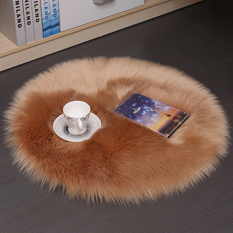 Round Plush Carpet Floor Mat for Living Room Bedroom - Soft Wool Area Rug