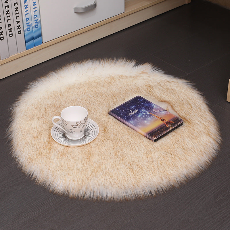 Round Plush Carpet Floor Mat for Living Room Bedroom - Soft Wool Area Rug