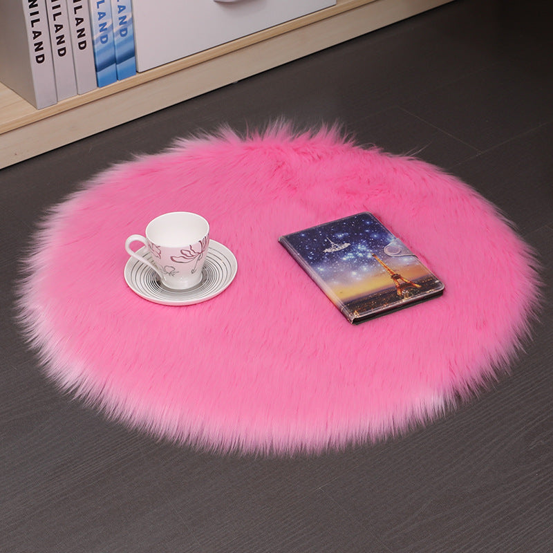 Round Plush Carpet Floor Mat for Living Room Bedroom - Soft Wool Area Rug