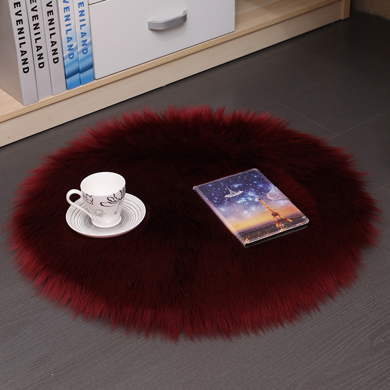 Round Plush Carpet Floor Mat for Living Room Bedroom - Soft Wool Area Rug