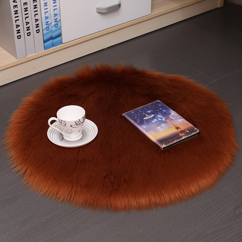Round Plush Carpet Floor Mat for Living Room Bedroom - Soft Wool Area Rug