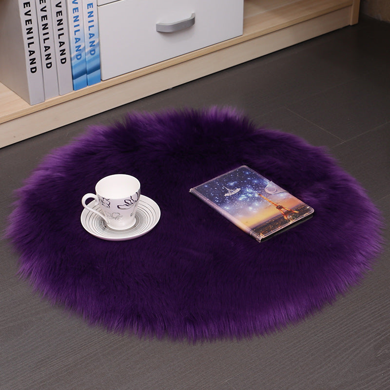 Round Plush Carpet Floor Mat for Living Room Bedroom - Soft Wool Area Rug