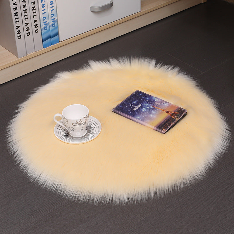 Round Plush Carpet Floor Mat for Living Room Bedroom - Soft Wool Area Rug