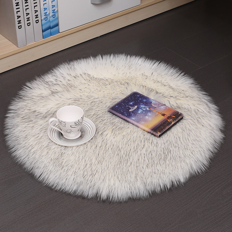 Round Plush Carpet Floor Mat for Living Room Bedroom - Soft Wool Area Rug