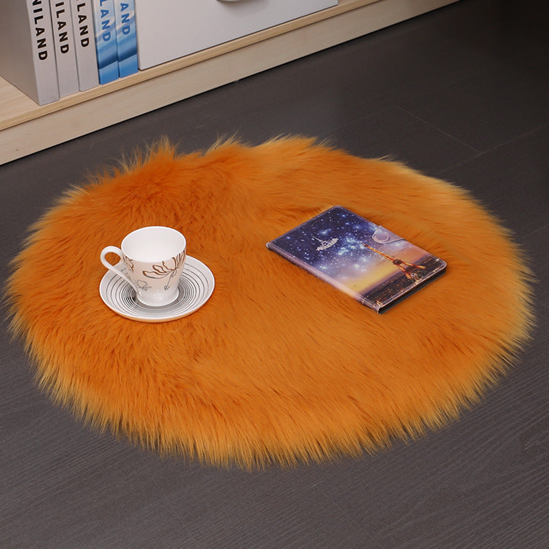 Round Plush Carpet Floor Mat for Living Room Bedroom - Soft Wool Area Rug