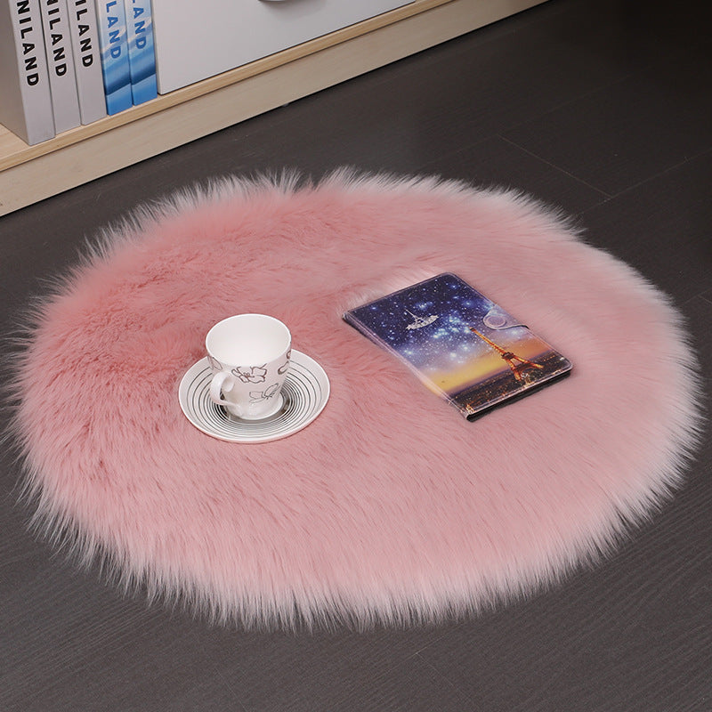 Round Plush Carpet Floor Mat for Living Room Bedroom - Soft Wool Area Rug