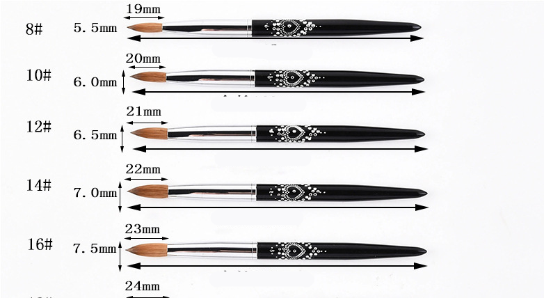 Mink Hair Nail Art Brush - Flat Head Manicure Pen