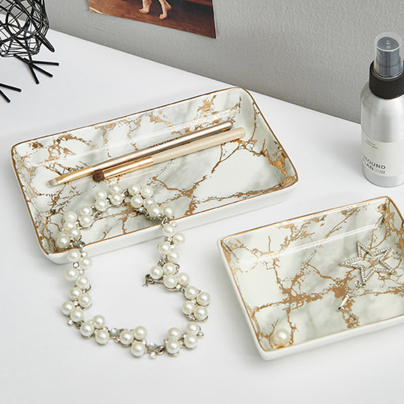 Marble Pattern Ceramic Tray for Home & Kitchen Decor