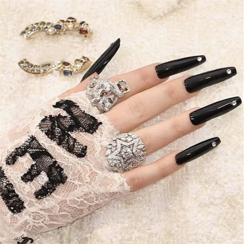 Black Nail Art Stickers - 24 Manicure Sheets for Nail Decoration