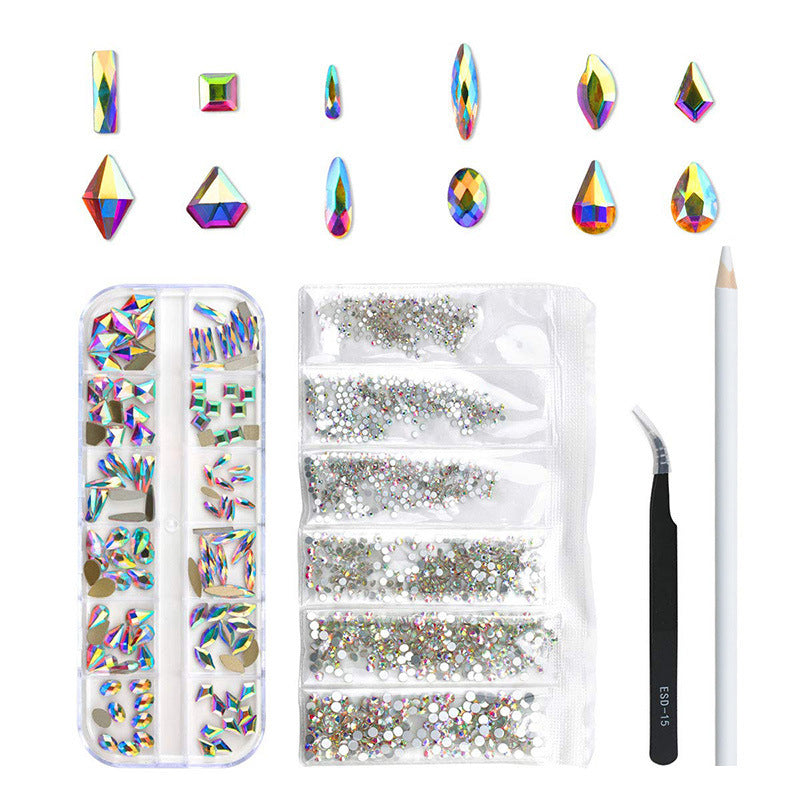 Nail Art Rhinestone Set - 120 Colorful Crystal AB