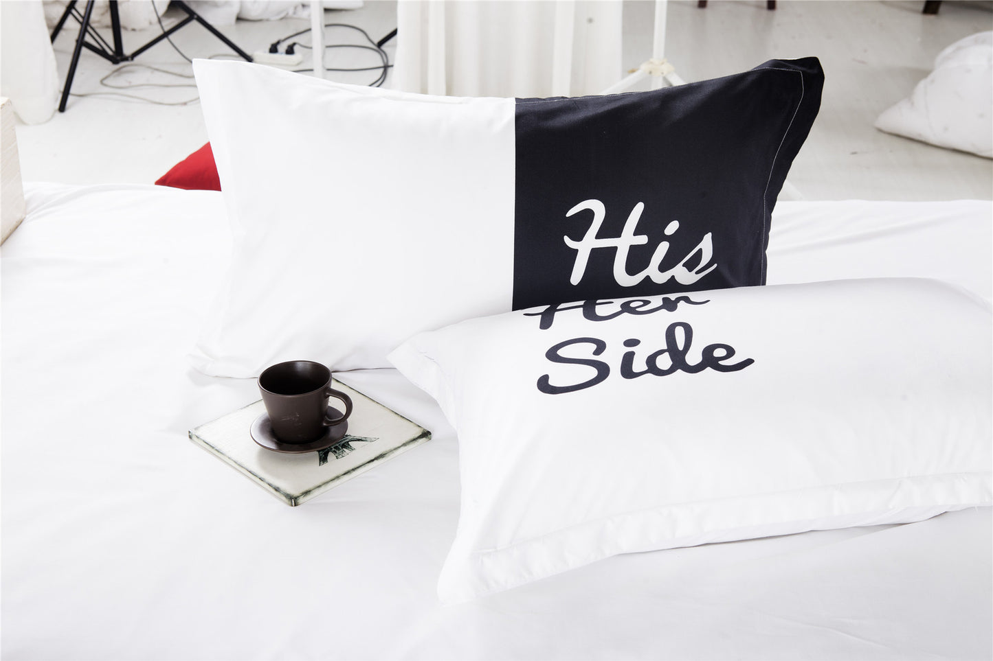 Cat Bedding Set - Black and White Parure De Lit for Home & Garden