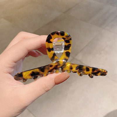 Retro Leopard Print Hair Clip - Women's Geometric Design