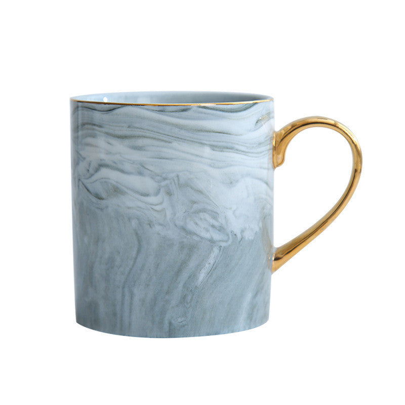 Marbled Ceramic Mug - Creative Water Cup for Office & Home, 380ml Grey