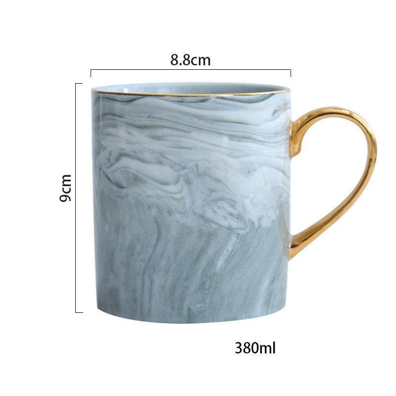 Marbled Ceramic Mug - Creative Water Cup for Office & Home, 380ml Grey