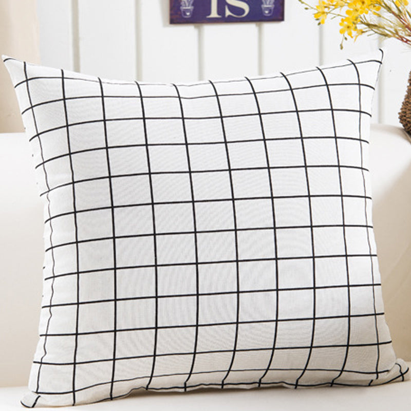 Plush Geometric Cushion Cover 45x45cm - Black and Yellow Sofa Pillowcase