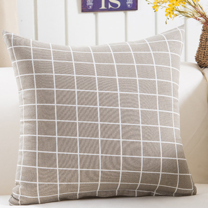 Plush Geometric Cushion Cover 45x45cm - Black and Yellow Sofa Pillowcase