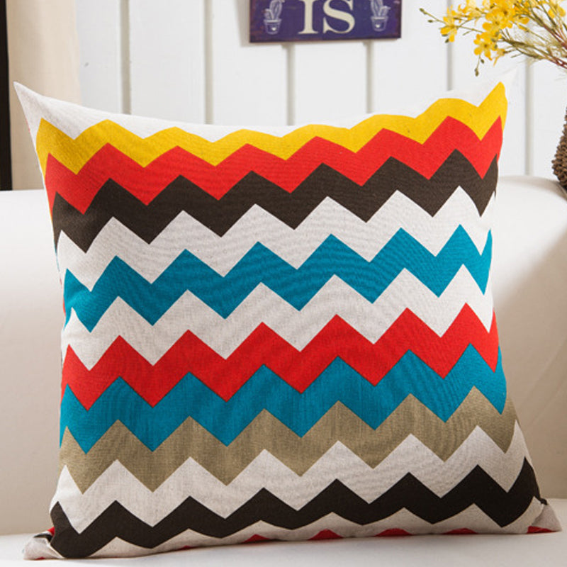 Plush Geometric Cushion Cover 45x45cm - Black and Yellow Sofa Pillowcase