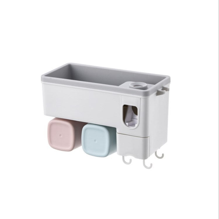 Wall-Mounted Toothbrush Holder Rack with Multiple Cups for Bathroom Storage