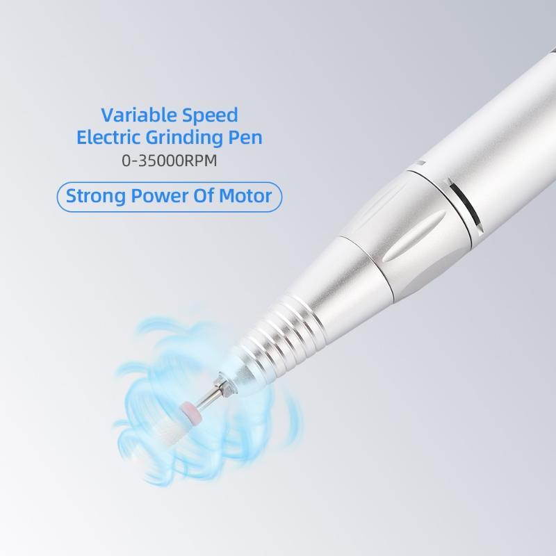 Portable Electric Nail Drill Machine - White, USB