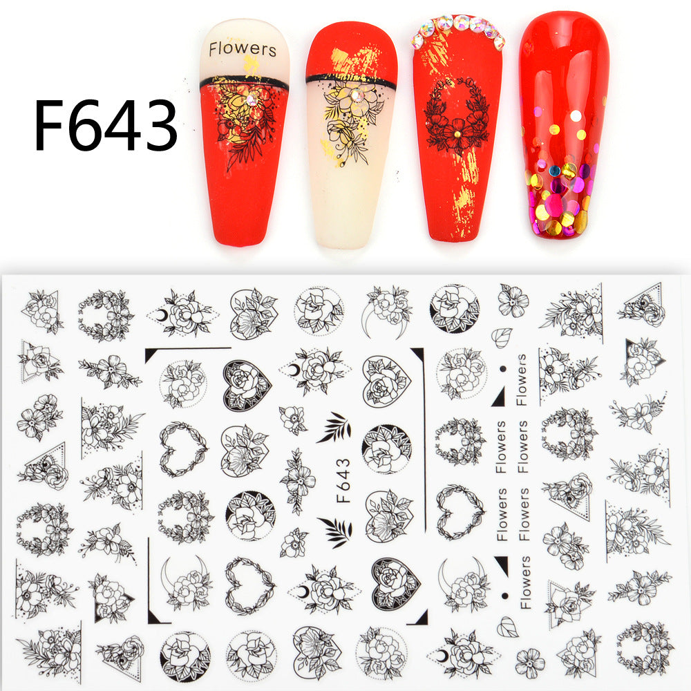 Black and White 3D Animal Love Letter Butterfly Nail Sticker Set