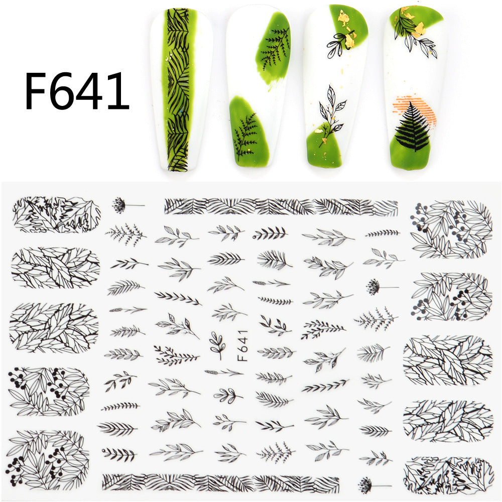 Black and White 3D Animal Love Letter Butterfly Nail Sticker Set