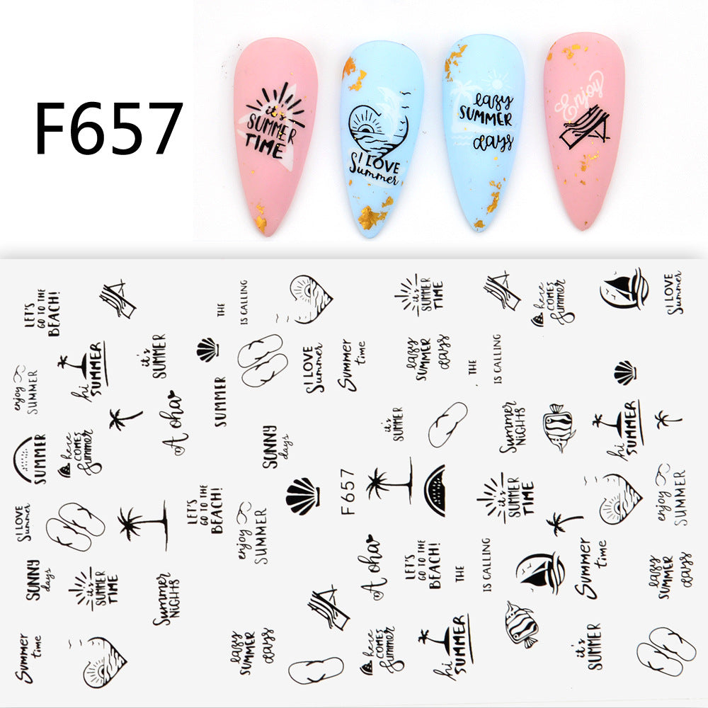 Black and White 3D Animal Love Letter Butterfly Nail Sticker Set