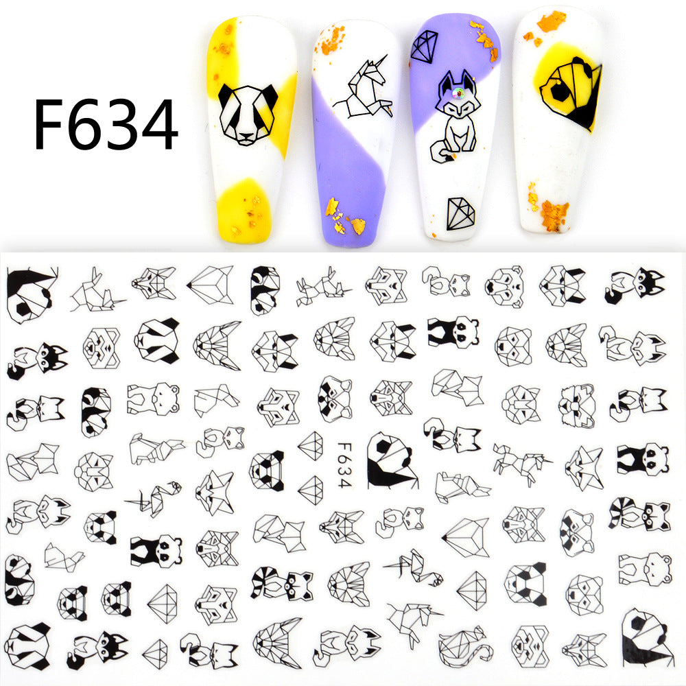 Black and White 3D Animal Love Letter Butterfly Nail Sticker Set