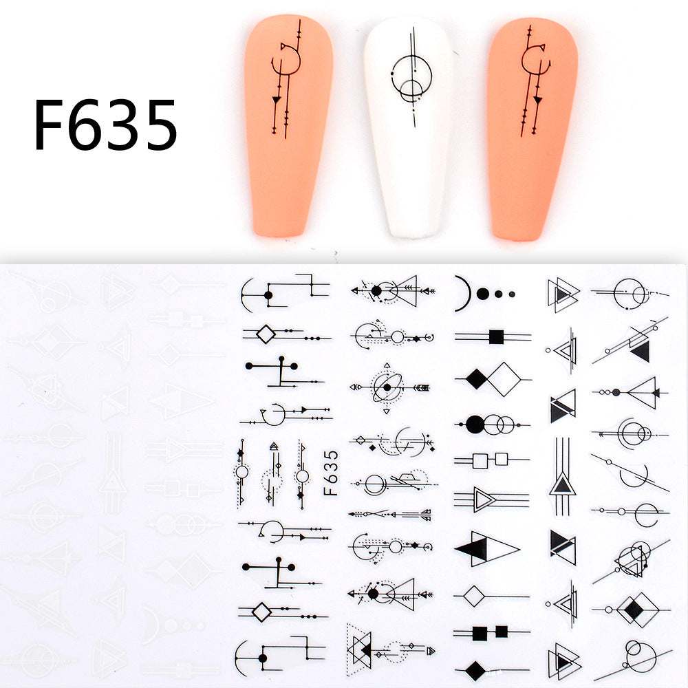 Black and White 3D Animal Love Letter Butterfly Nail Sticker Set