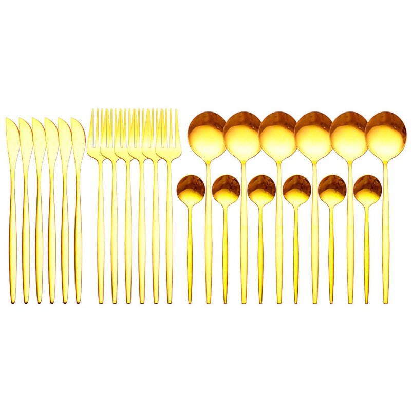 Stainless Steel Flatware Set with Knife, Fork & Spoon - Multiple Colors