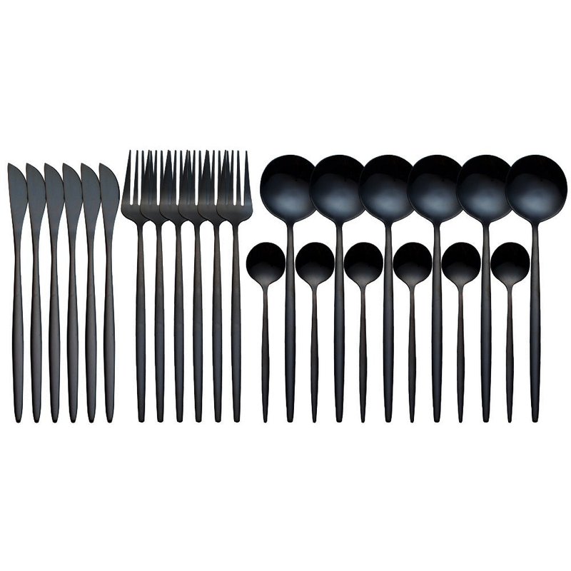 Stainless Steel Flatware Set with Knife, Fork & Spoon - Multiple Colors