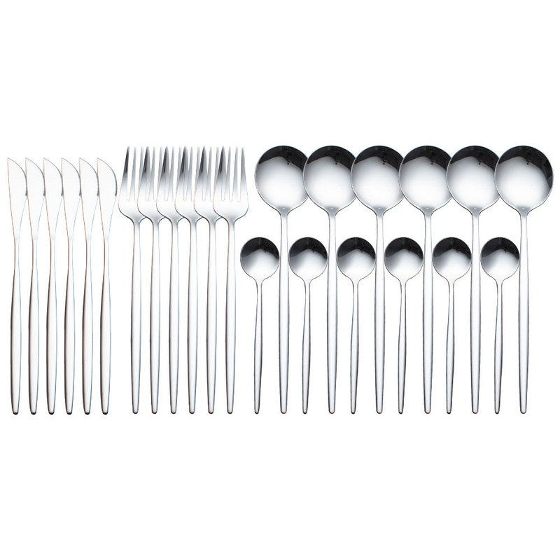 Stainless Steel Flatware Set with Knife, Fork & Spoon - Multiple Colors