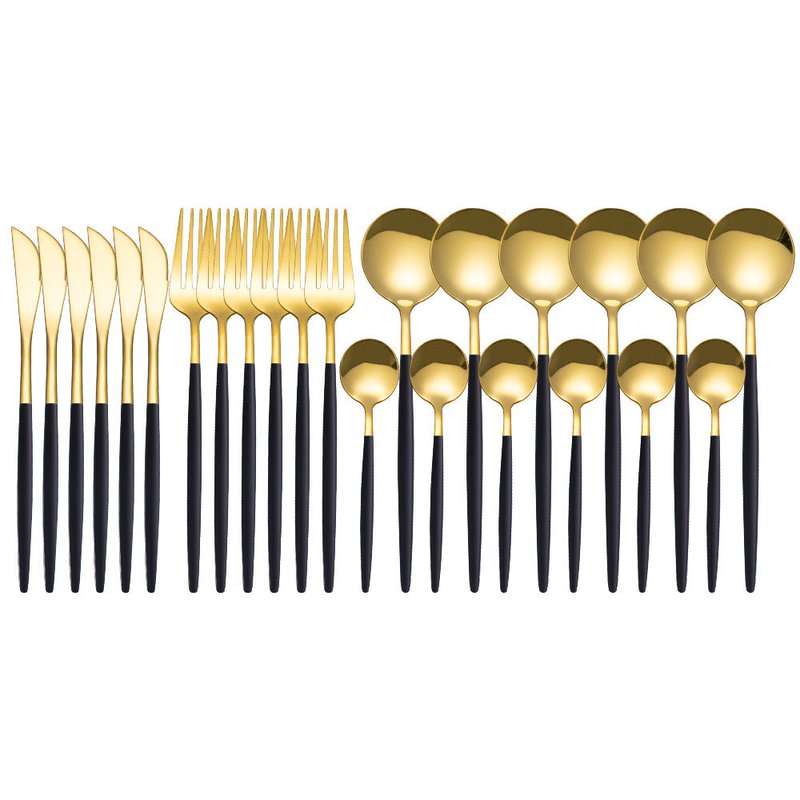 Stainless Steel Flatware Set with Knife, Fork & Spoon - Multiple Colors