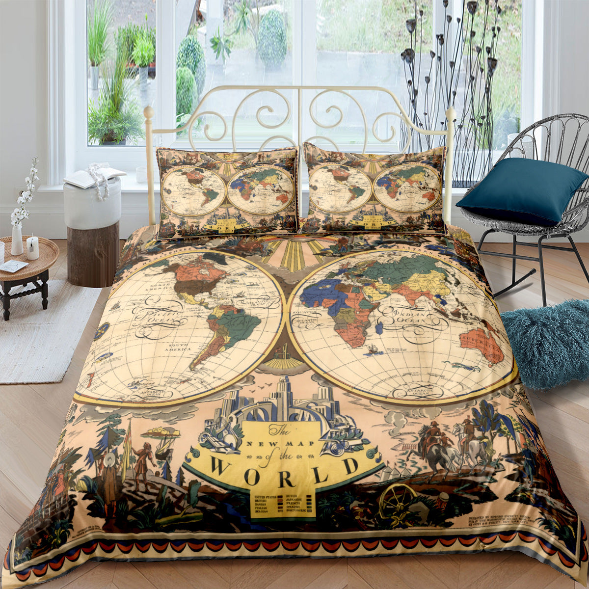 Custom Digital Map Bedding Set - 3-Piece Nautical Chart Comforter & Pillowcases