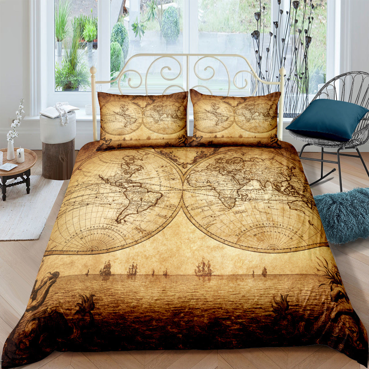 Custom Digital Map Bedding Set - 3-Piece Nautical Chart Comforter & Pillowcases