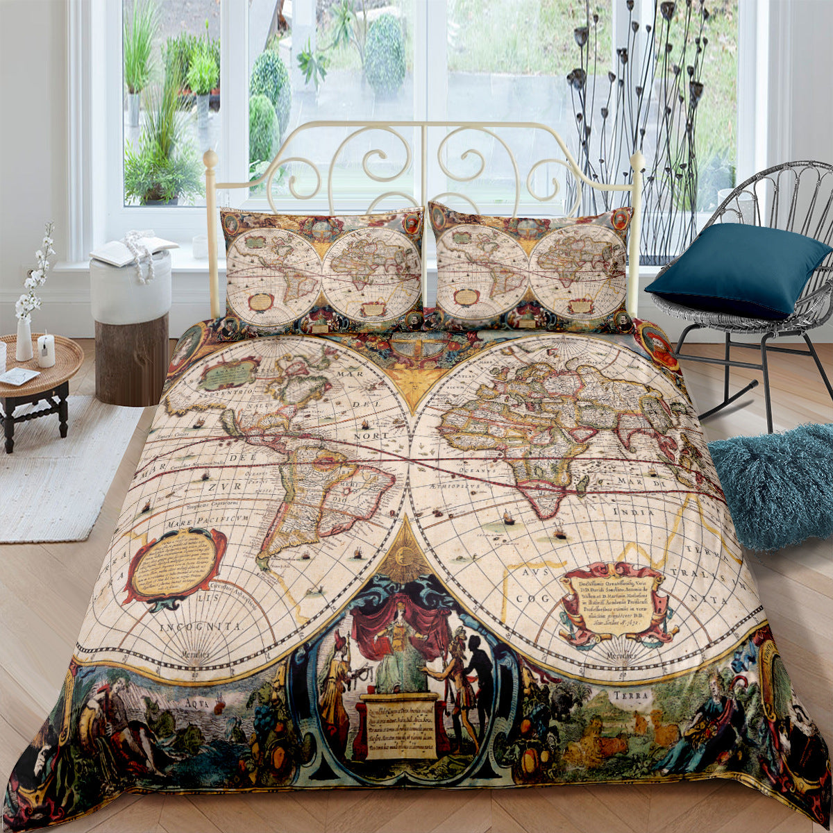 Custom Digital Map Bedding Set - 3-Piece Nautical Chart Comforter & Pillowcases