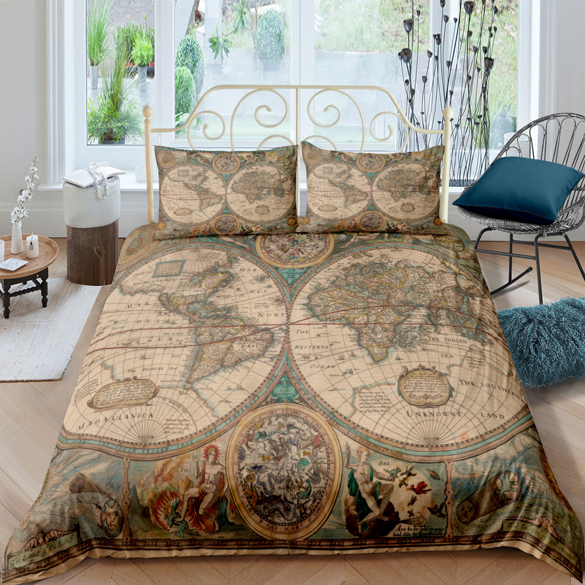 Custom Digital Map Bedding Set - 3-Piece Nautical Chart Comforter & Pillowcases