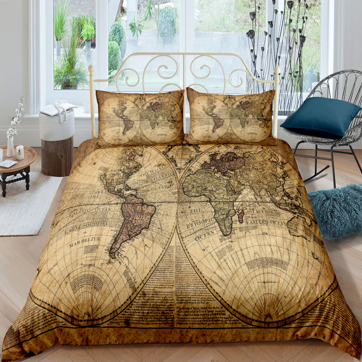 Custom Digital Map Bedding Set - 3-Piece Nautical Chart Comforter & Pillowcases
