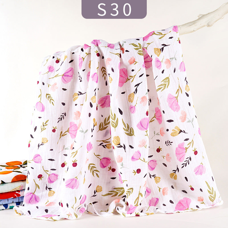 Cotton Gauze Baby Swaddle Towel - Double Layer Newborn Bath Wrap